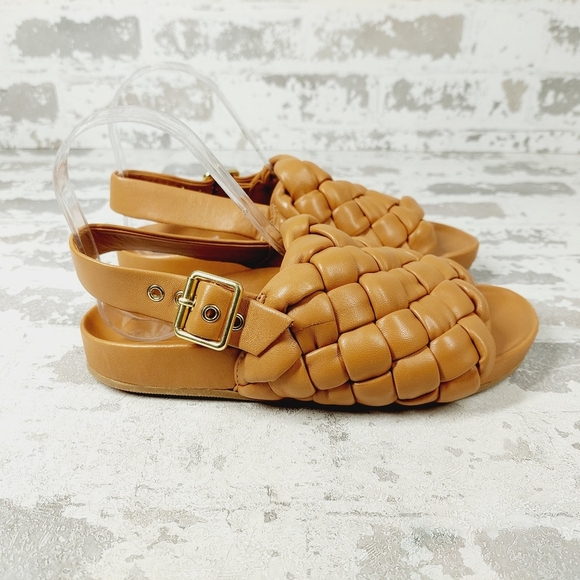 New Loeffler Randall Benton Woven Slingback Leather Sandal in Dark Sand V534 - Picture 5 of 11